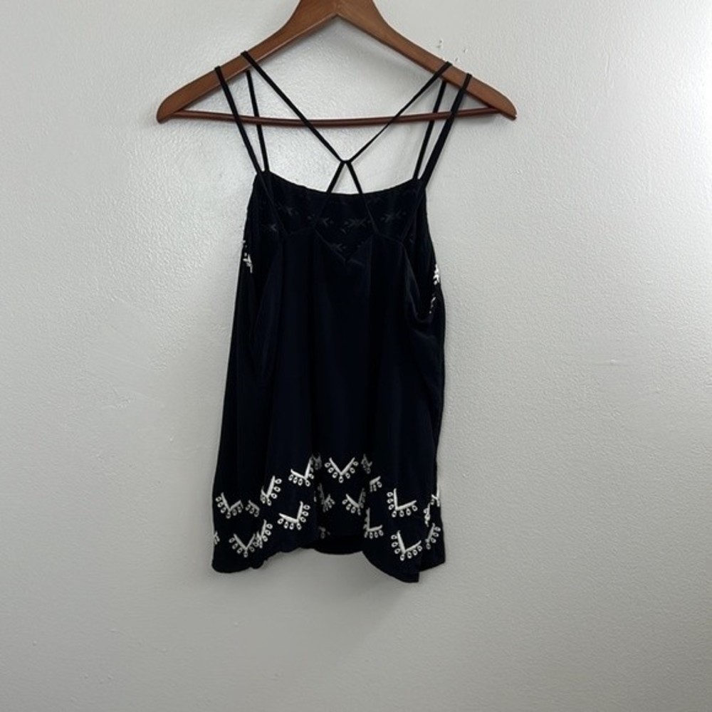 Loft Women's Black & White Spaghetti Crossed Back top Size L